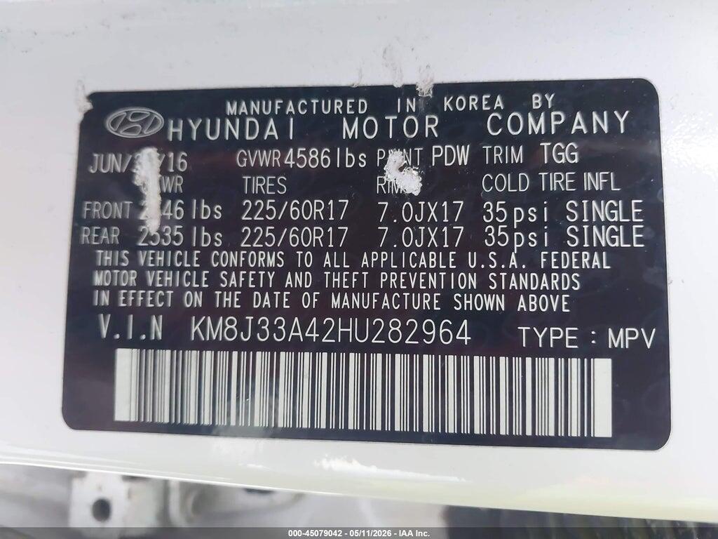 KM8J33A42HU282964 2017 HYUNDAI TUCSON photo no. 9