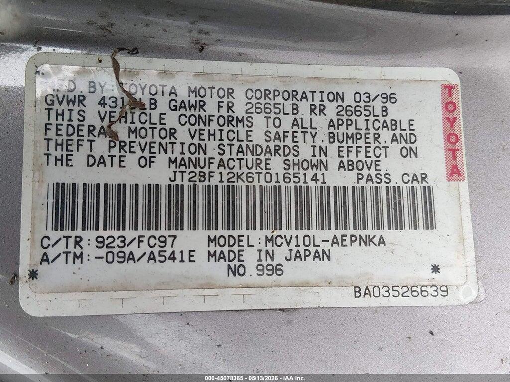 JT2BF12K6T0165141 1996 TOYOTA CAMRY photo no. 9