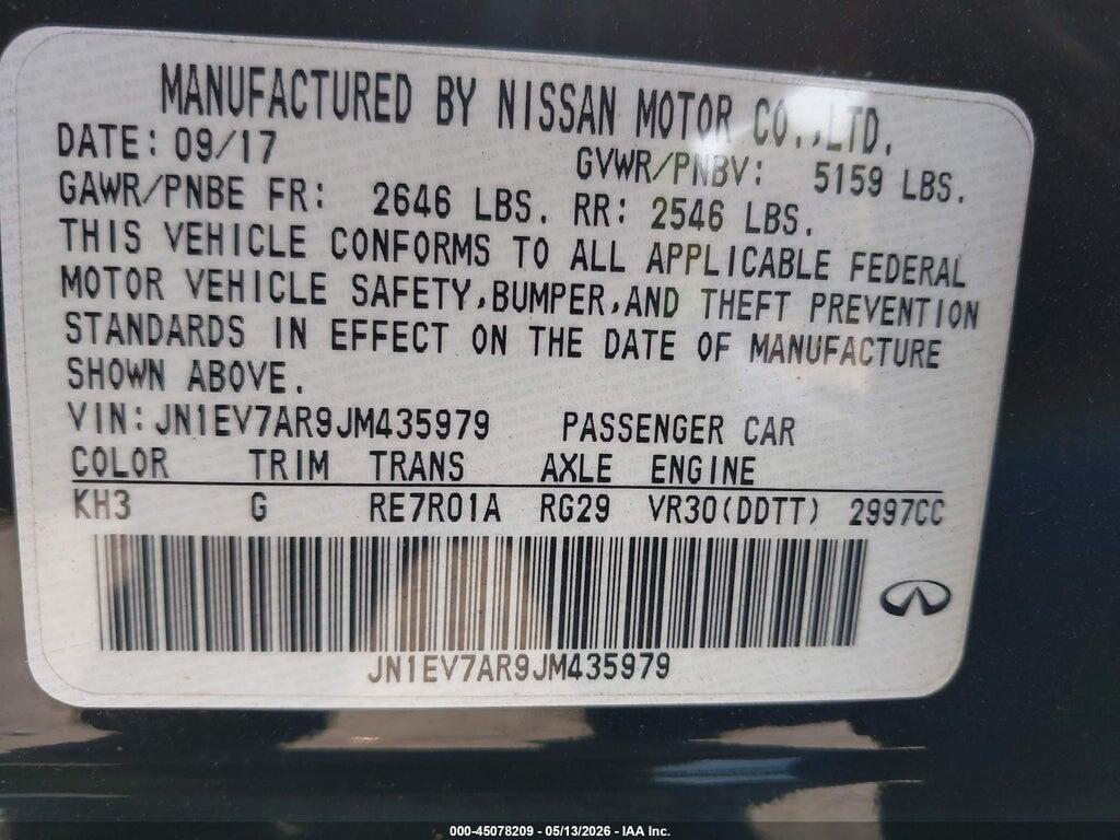 JN1EV7AR9JM435979 2018 INFINITI Q50 photo no. 9