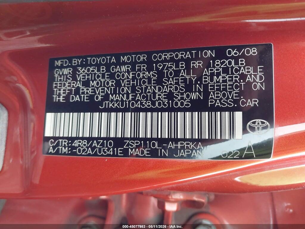 JTKKU10438J031005 2008 SCION XD photo no. 9
