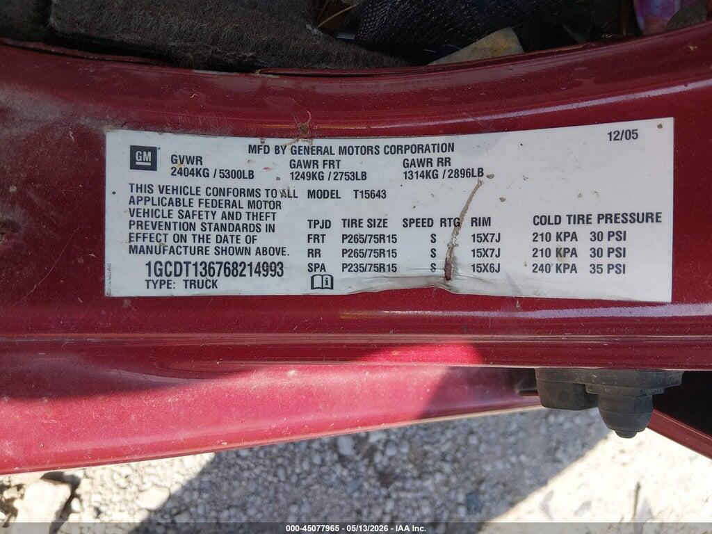 1GCDT136768214993 2006 CHEVROLET COLORADO photo no. 9