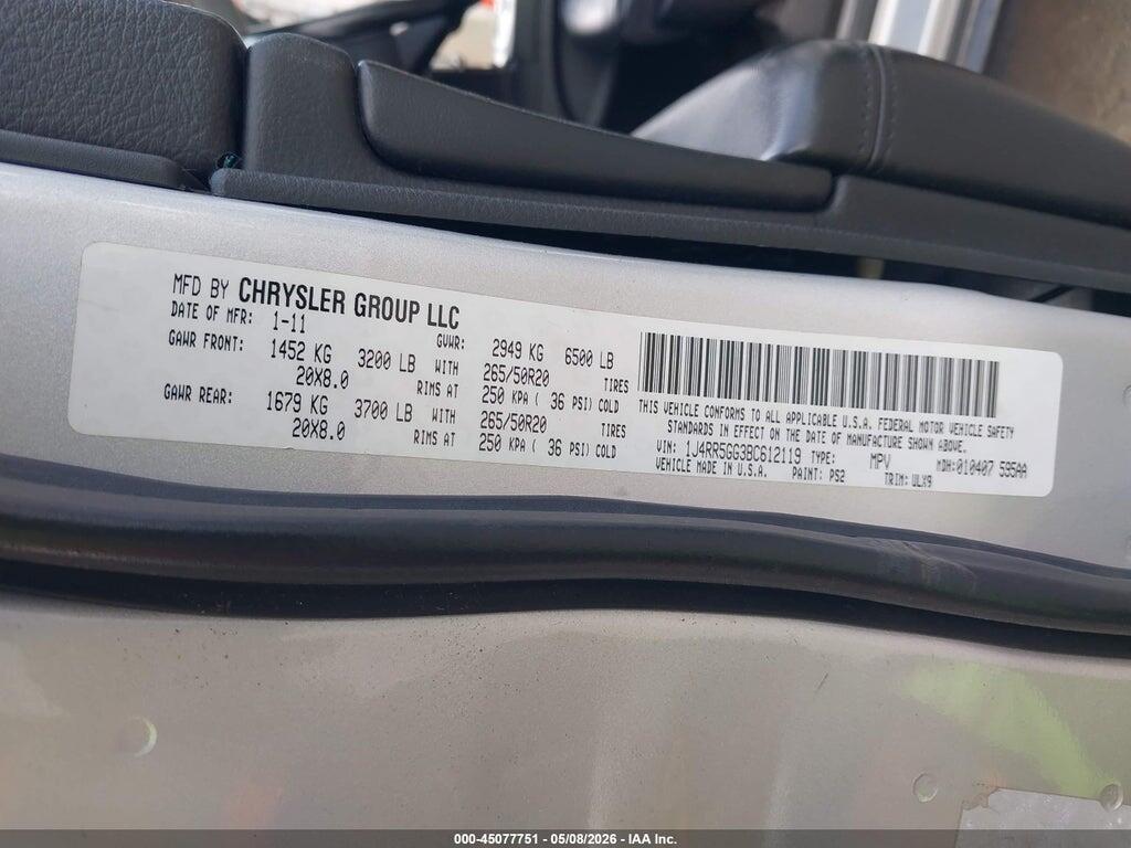 1J4RR5GG3BC612119 2011 JEEP GRAND CHEROKEE photo no. 9