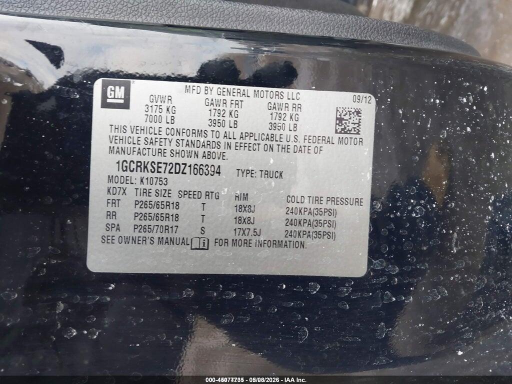 1GCRKSE72DZ166394 2013 CHEVROLET SILVERADO 1500 photo no. 9