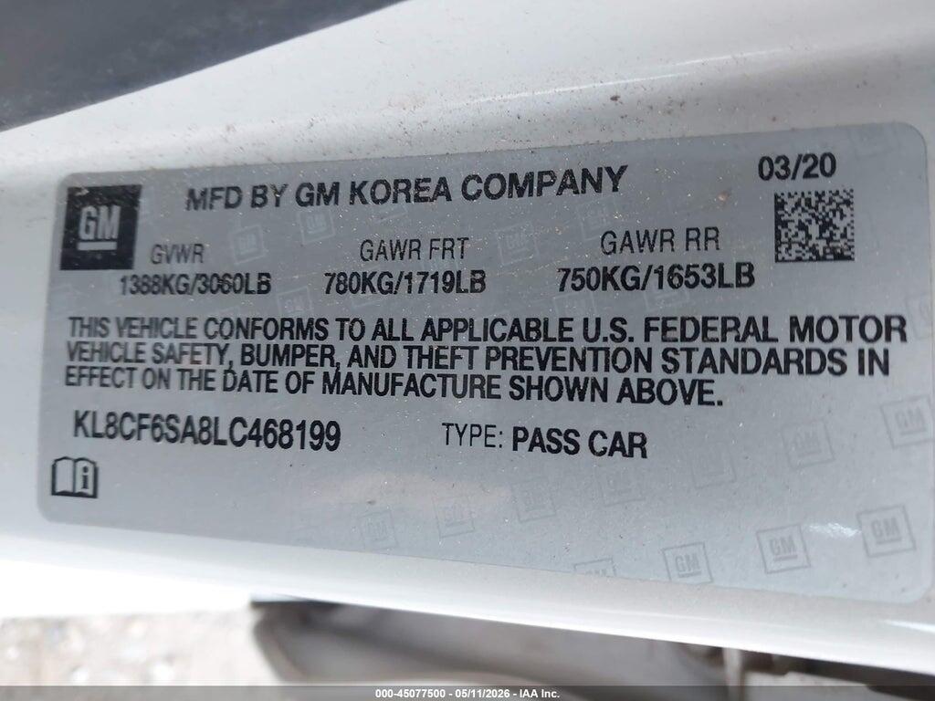 KL8CF6SA8LC468199 2020 CHEVROLET SPARK photo no. 9