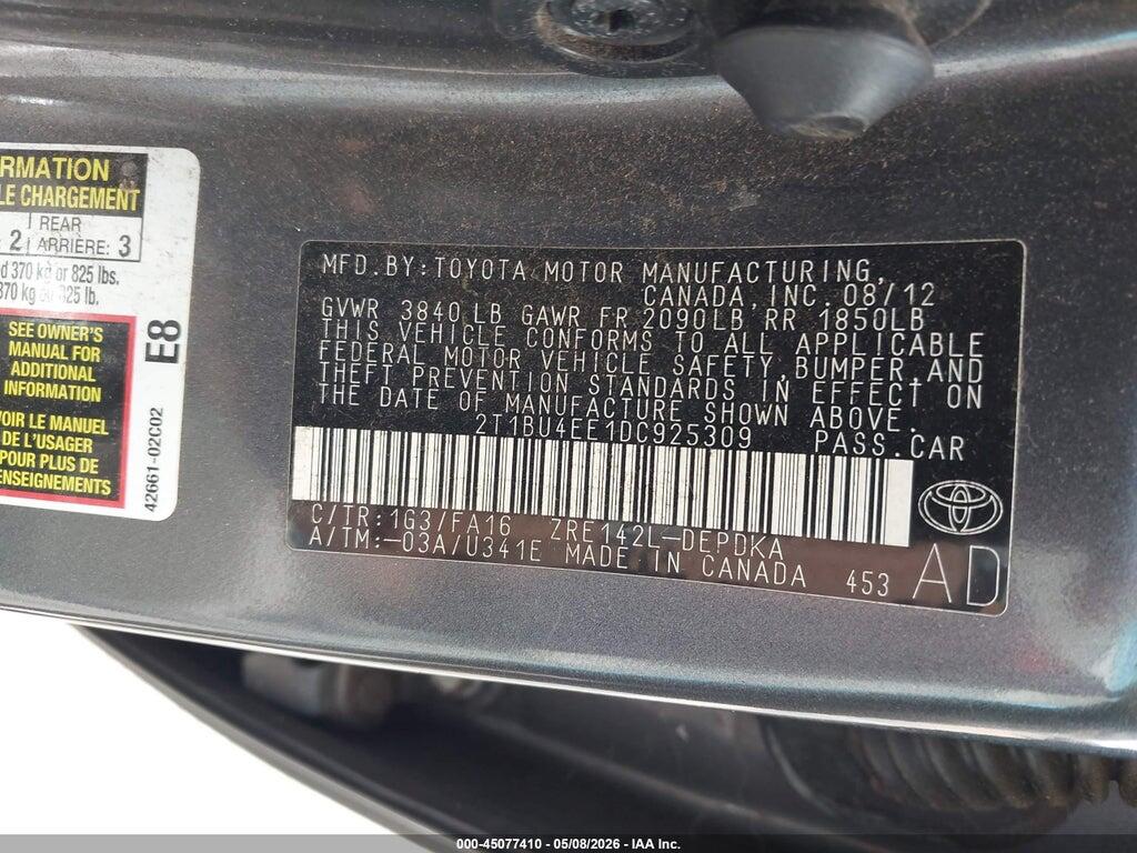 2T1BU4EE1DC925309 2013 TOYOTA COROLLA photo no. 9
