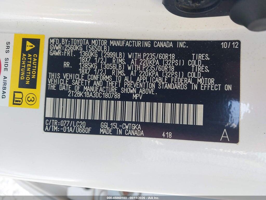 2T2BK1BA3DC180788 2013 LEXUS RX 350 photo no. 9