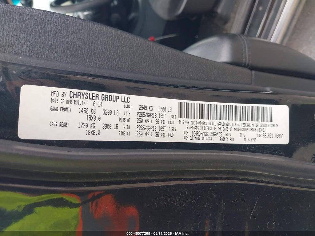 1C4RDHAG6EC560455 2014 DODGE DURANGO photo no. 9