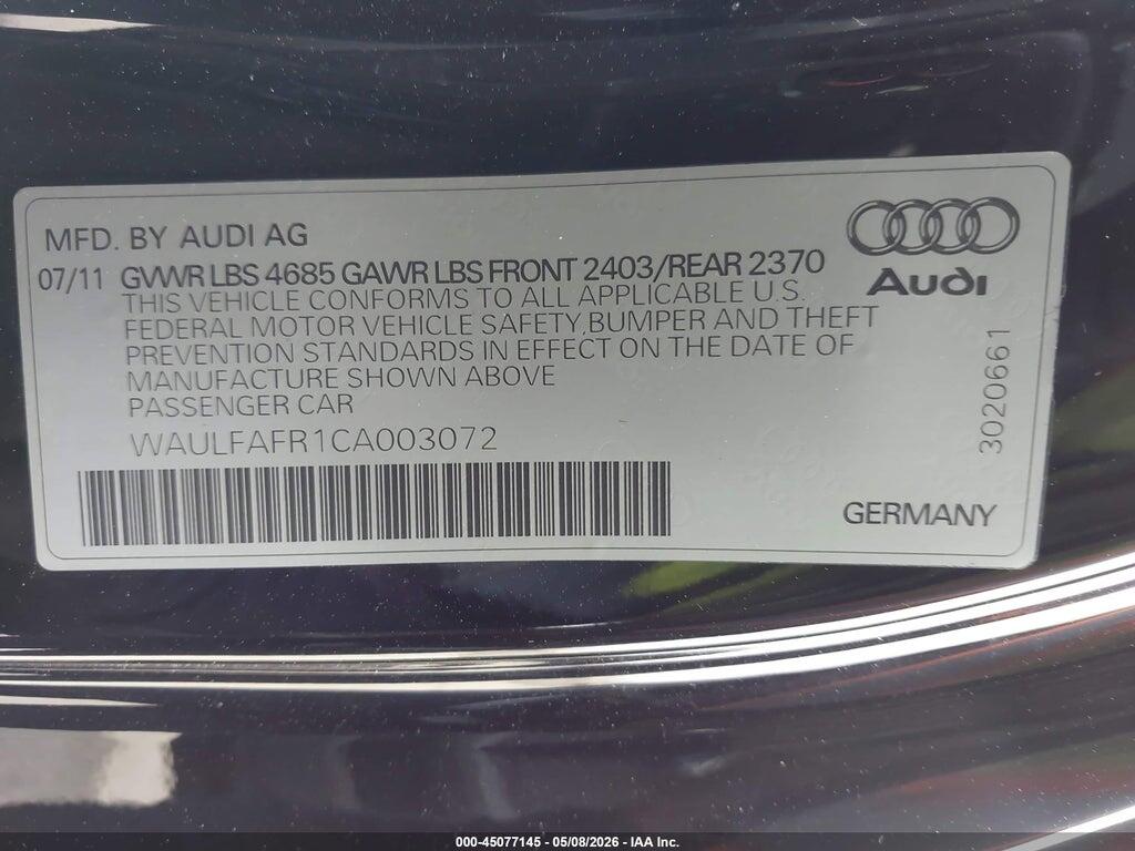 WAULFAFR1CA003072 2012 AUDI A5 photo no. 9