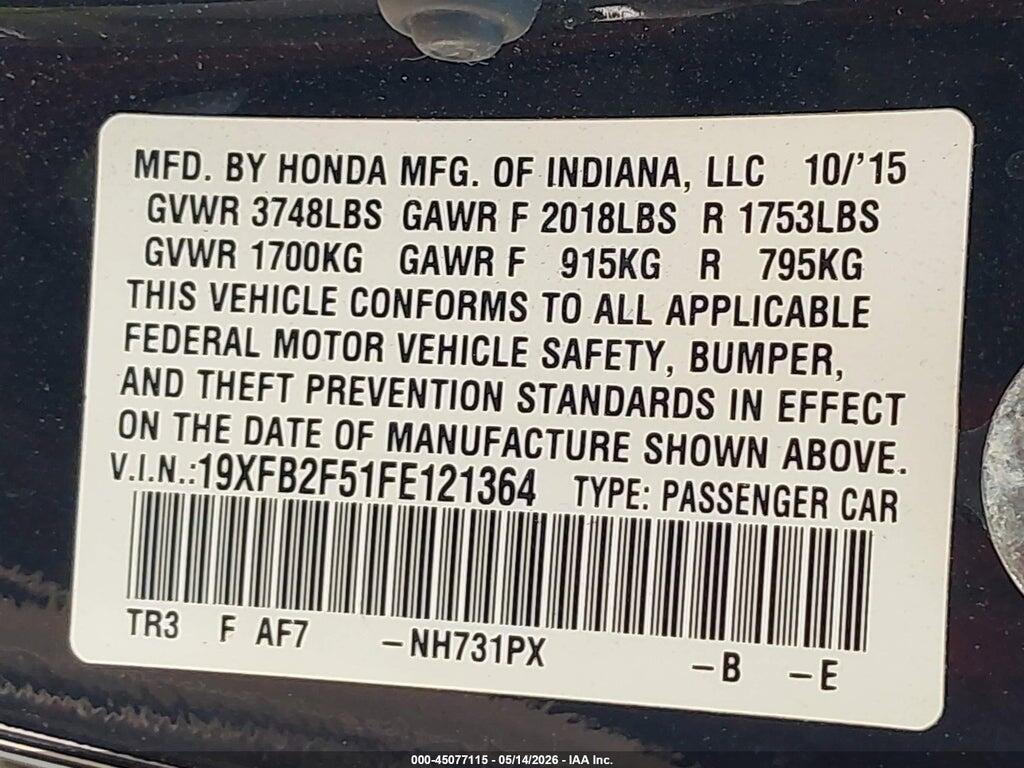 19XFB2F51FE121364 2015 HONDA CIVIC photo no. 9