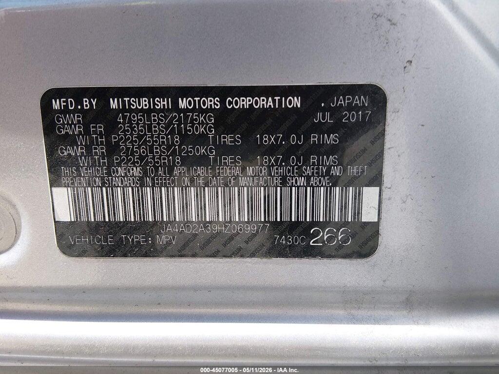 JA4AD2A39HZ069977 2017 MITSUBISHI OUTLANDER photo no. 9