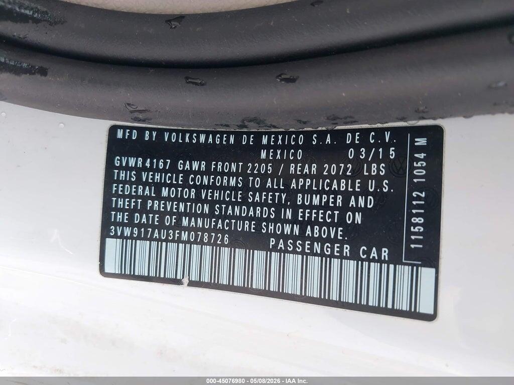 3VW917AU3FM078726 2015 VOLKSWAGEN GOLF photo no. 9