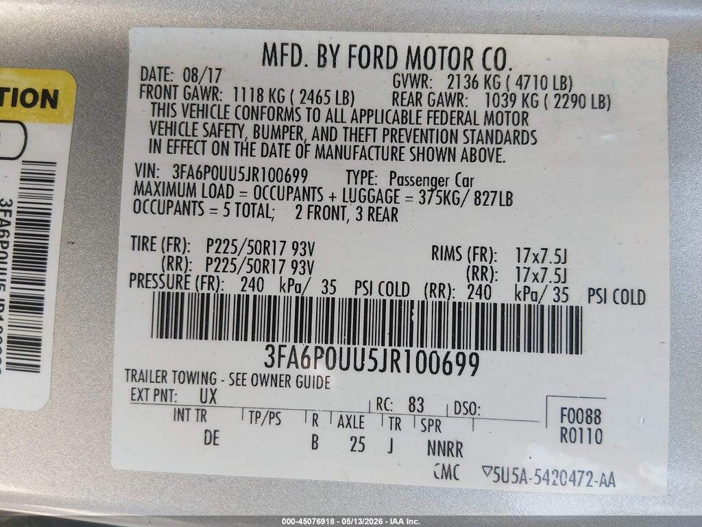 3FA6P0UU5JR100699 2018 FORD FUSION HYBRID photo no. 9