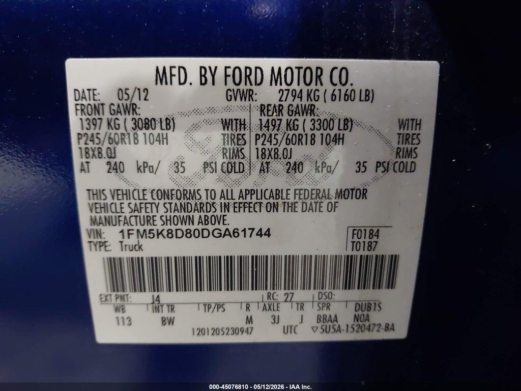 1FM5K8D80DGA61744 2013 FORD EXPLORER photo no. 9