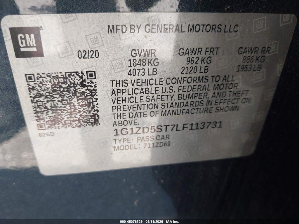 1G1ZD5ST7LF113731 2020 CHEVROLET MALIBU photo no. 9