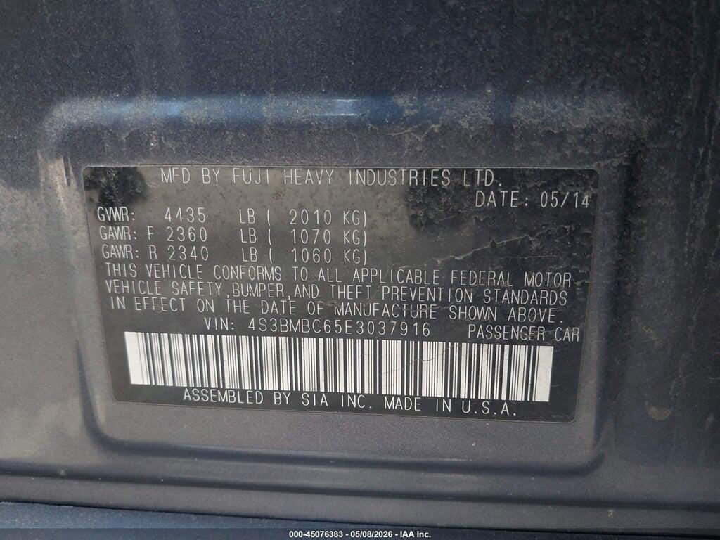 4S3BMBC65E3037916 2014 SUBARU LEGACY photo no. 9