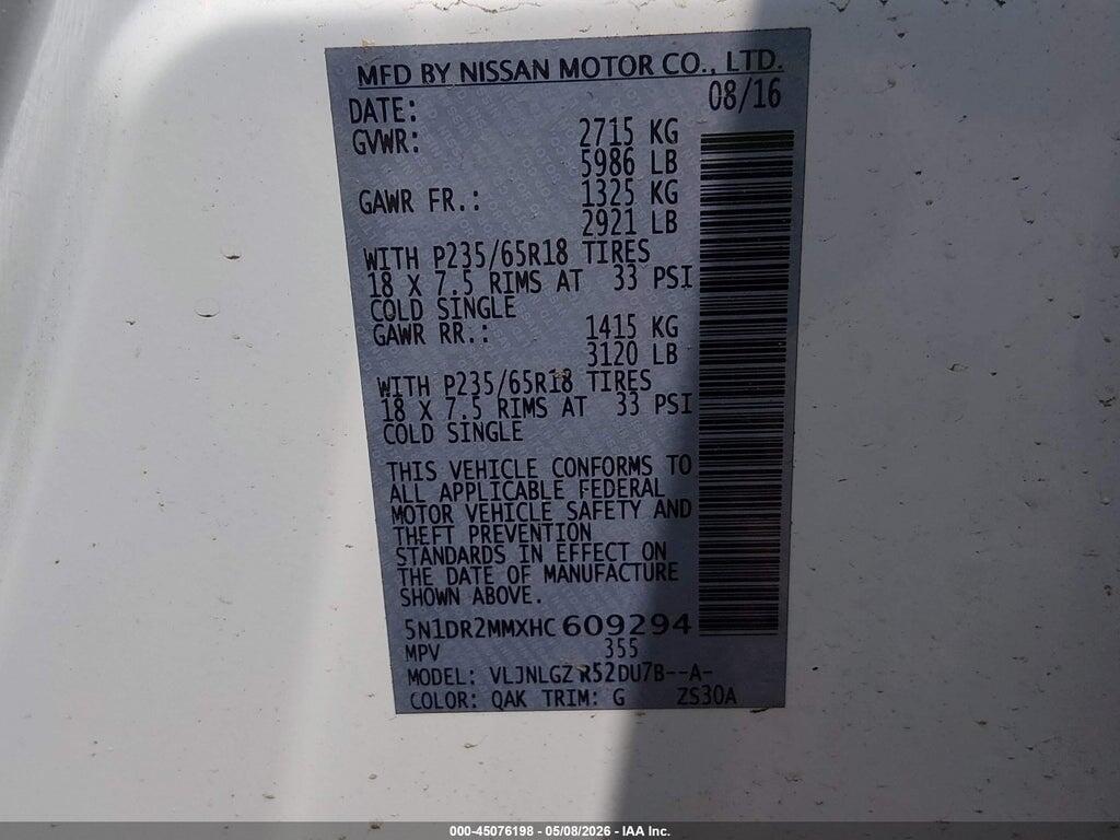 5N1DR2MMXHC609294 2017 NISSAN PATHFINDER photo no. 9