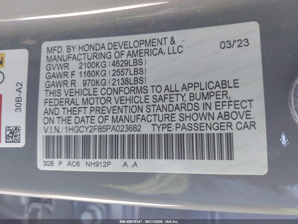 1HGCY2F85PA023682 2023 HONDA ACCORD HYBRID photo no. 9