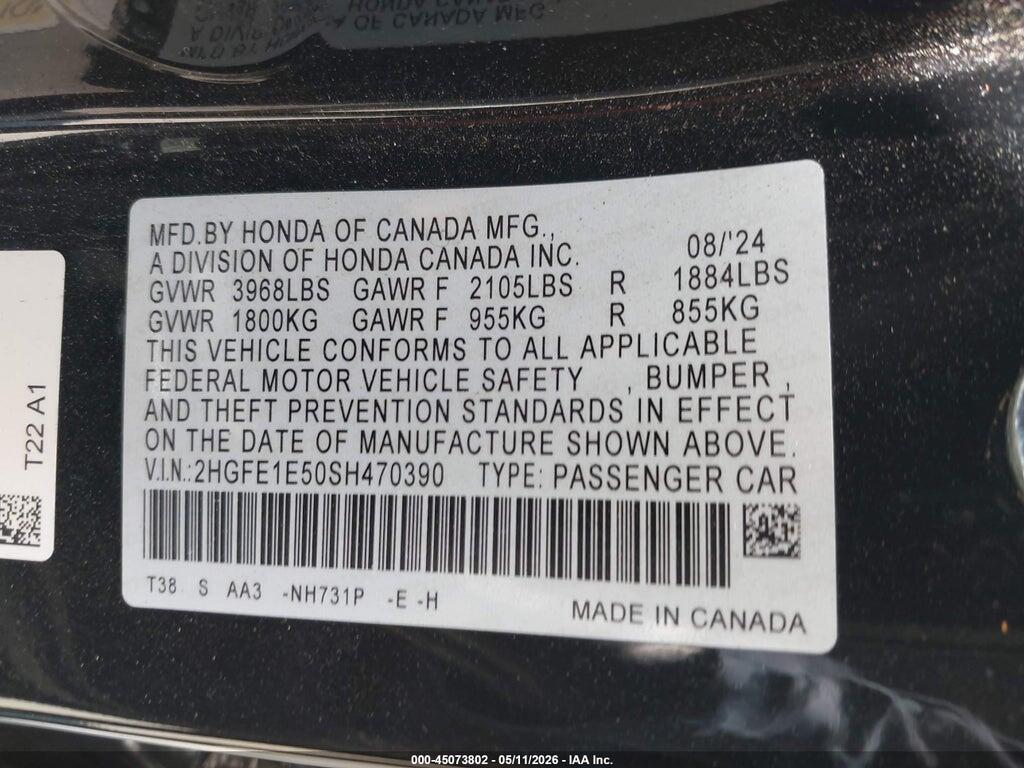 2HGFE1E50SH470390 2025 HONDA CIVIC SI photo no. 9