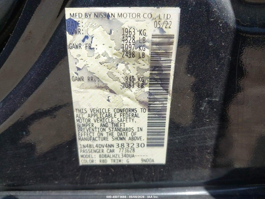 1N4BL4DV4NN383230 2022 NISSAN ALTIMA photo no. 9