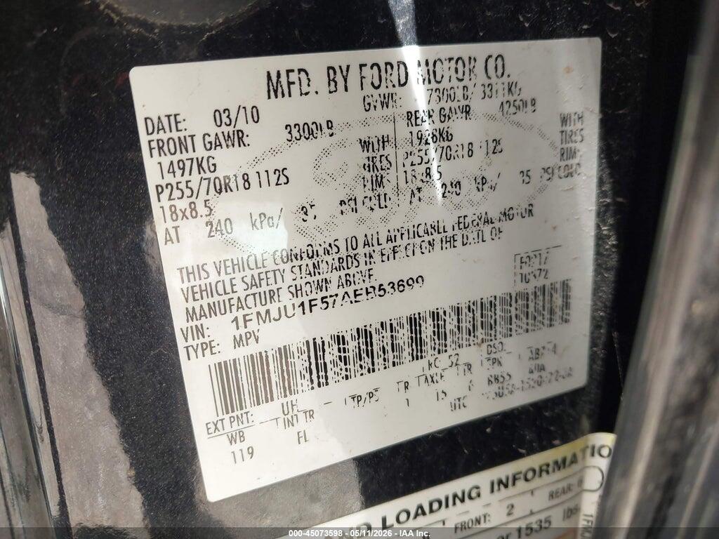 1FMJU1F57AEB53699 2010 FORD EXPEDITION photo no. 9
