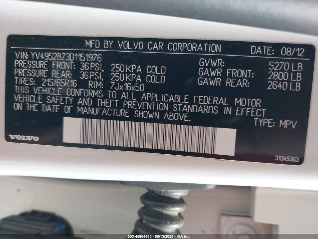 YV4952BZ3D1151976 2013 VOLVO XC70 photo no. 9