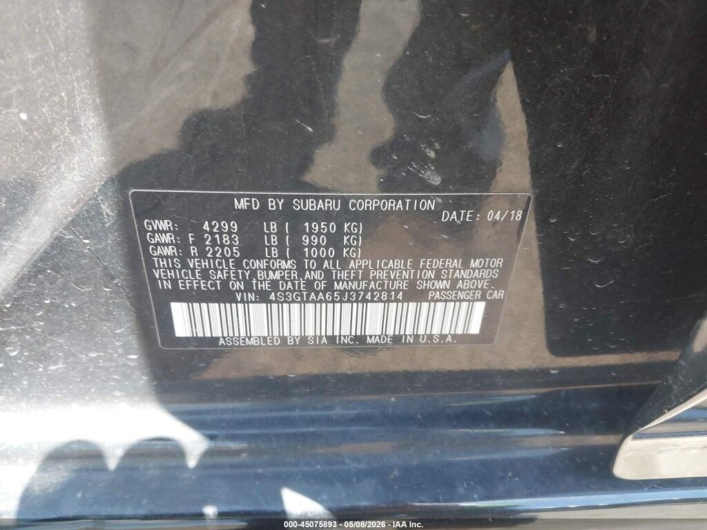 4S3GTAA65J3742814 2018 SUBARU IMPREZA photo no. 9