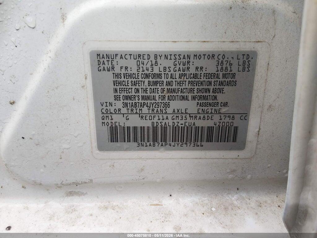 3N1AB7AP4JY297366 2018 NISSAN SENTRA photo no. 9