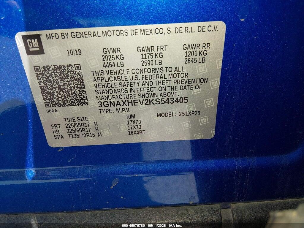3GNAXHEV2KS543405 2019 CHEVROLET EQUINOX photo no. 9