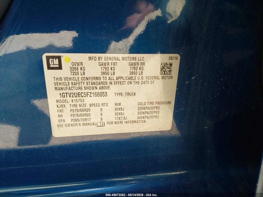 1GTV2UEC5FZ168053 2015 GMC SIERRA 1500 photo no. 9