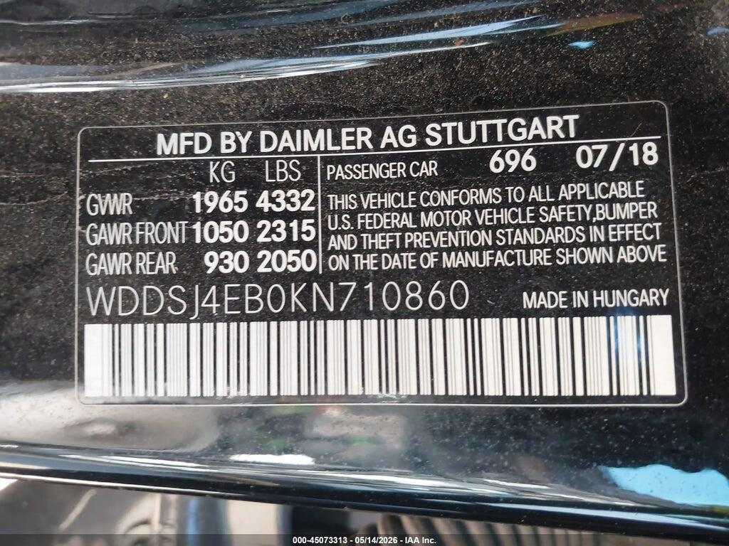 WDDSJ4EB0KN710860 2019 MERCEDES-BENZ CLA 250 photo no. 9
