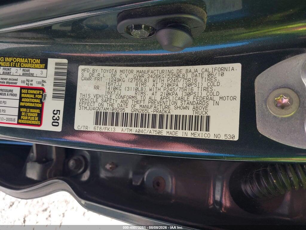 3TMJU4GN7AM109295 2010 TOYOTA TACOMA photo no. 9