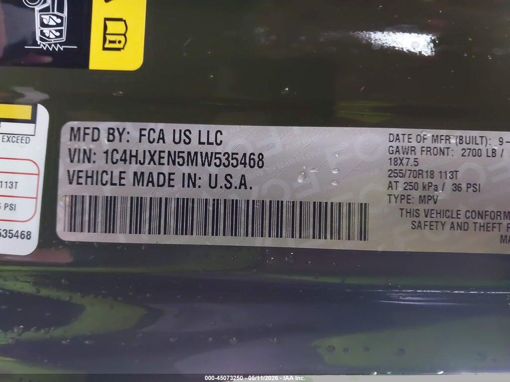 1C4HJXEN5MW535468 2021 JEEP WRANGLER UNLIMITED photo no. 9