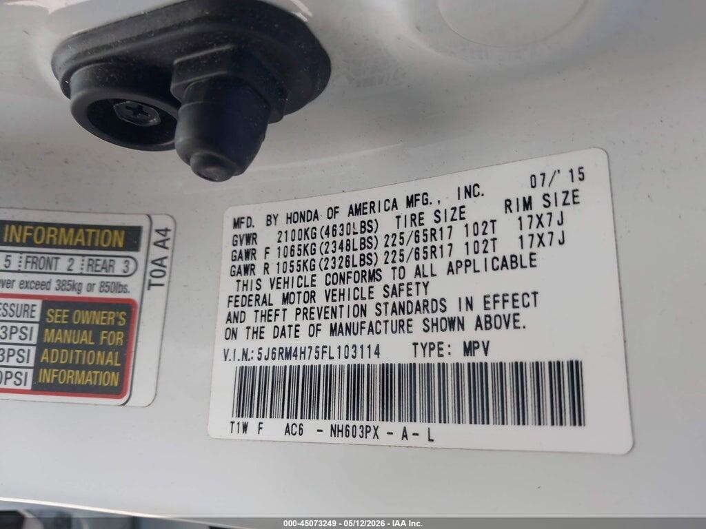 5J6RM4H75FL103114 2015 HONDA CR-V photo no. 9
