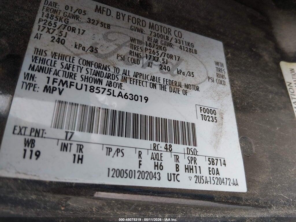 1FMFU18575LA63019 2005 FORD EXPEDITION photo no. 9