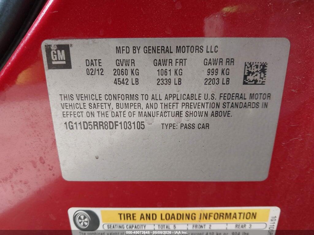 1G11D5RR8DF103105 2013 CHEVROLET MALIBU photo no. 9