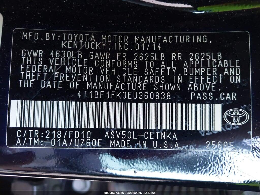 4T1BF1FK0EU360838 2014 TOYOTA CAMRY photo no. 9