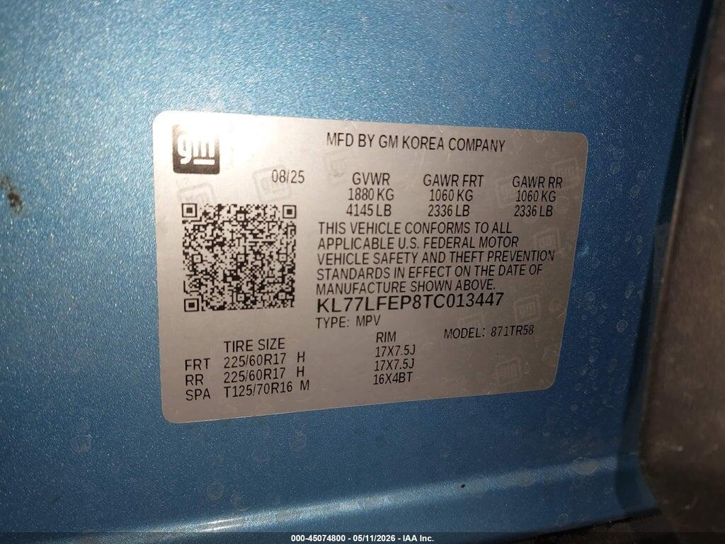KL77LFEP8TC013447 2026 CHEVROLET TRAX photo no. 9