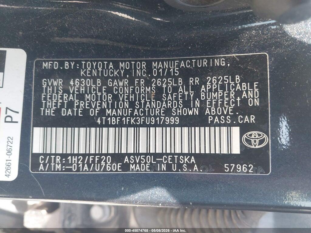 4T1BF1FK3FU917999 2015 TOYOTA CAMRY photo no. 9