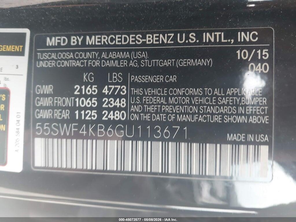 55SWF4KB6GU113671 2016 MERCEDES-BENZ C-CLASS photo no. 9