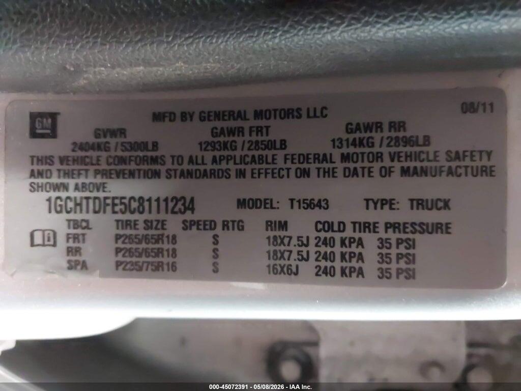 1GCHTDFE5C8111234 2012 CHEVROLET COLORADO photo no. 9
