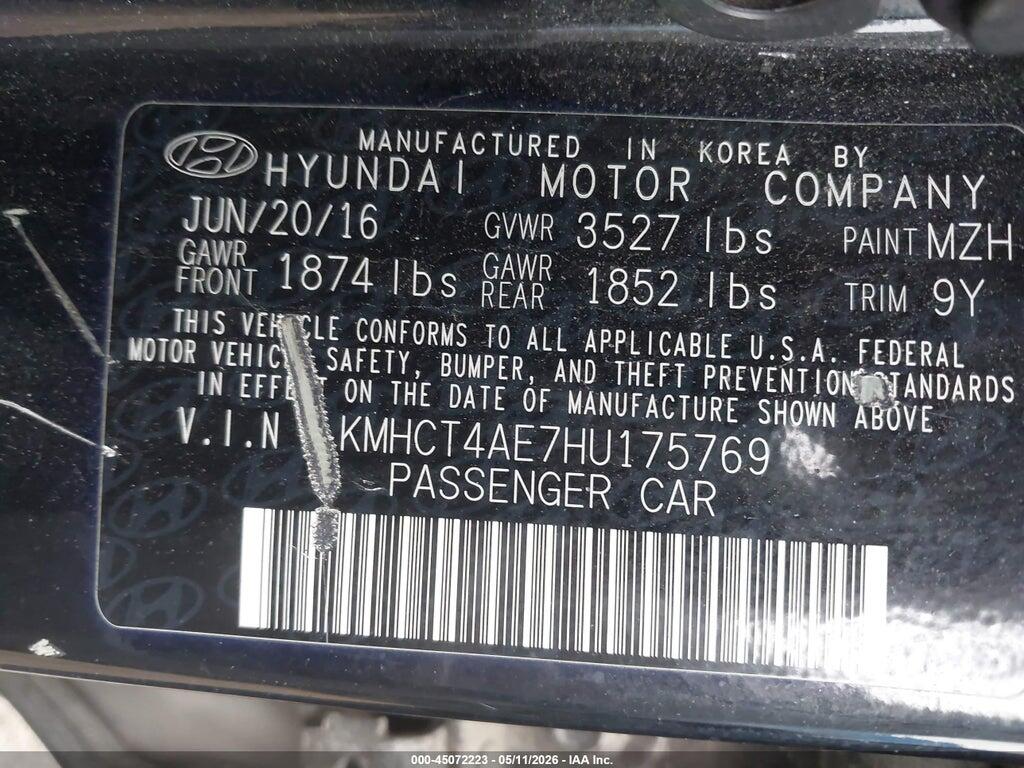 KMHCT4AE7HU175769 2017 HYUNDAI ACCENT photo no. 9