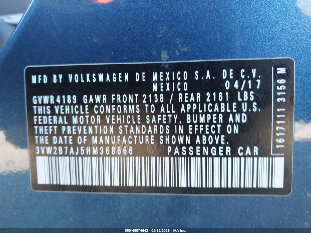 3VW2B7AJ5HM368666 2017 VOLKSWAGEN JETTA photo no. 9