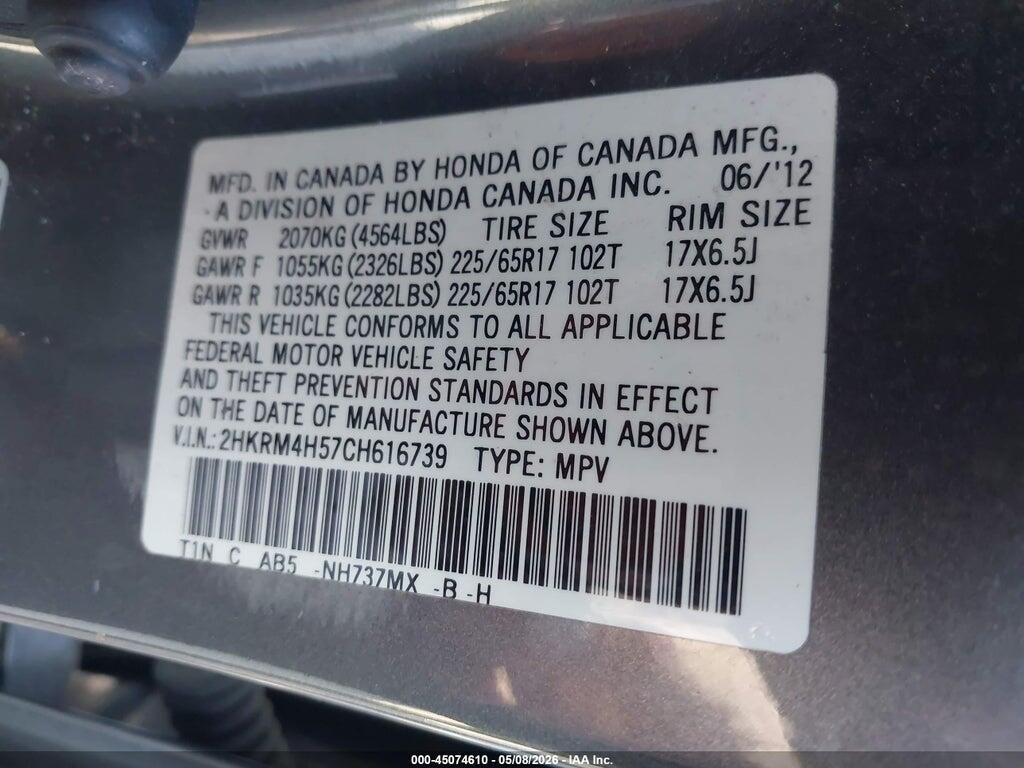 2HKRM4H57CH616739 2012 HONDA CR-V photo no. 9