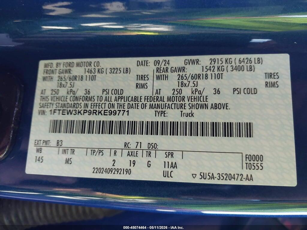 1FTEW3KP9RKE99771 2024 FORD F-150 photo no. 9
