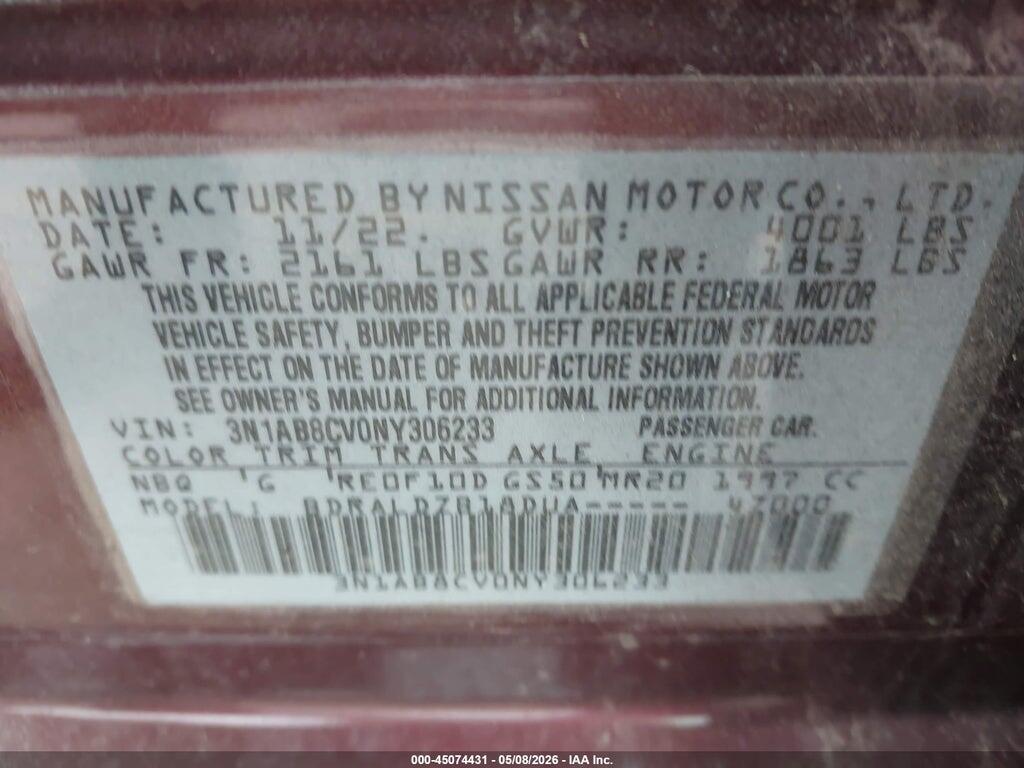 3N1AB8CV0NY306233 2022 NISSAN SENTRA photo no. 9