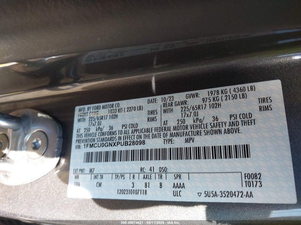 1FMCU0GNXPUB28098 2023 FORD ESCAPE photo no. 9