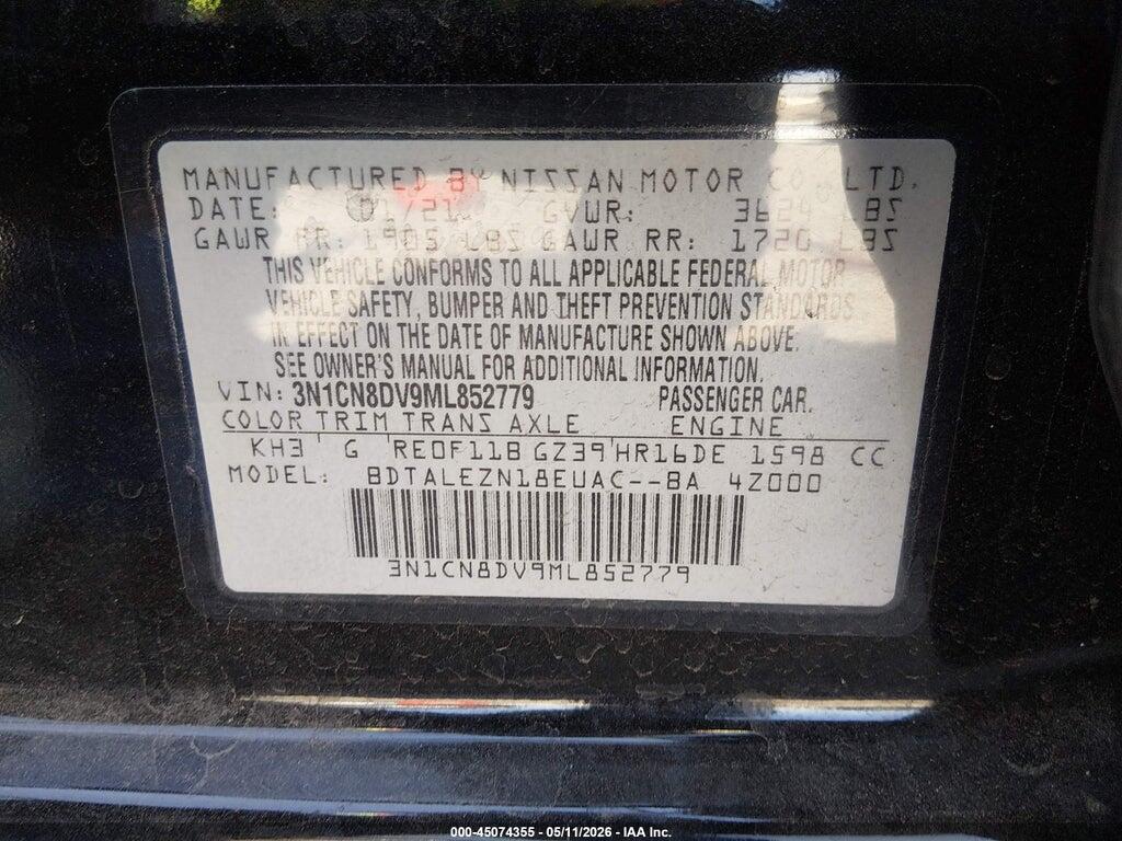 3N1CN8DV9ML852779 2021 NISSAN VERSA photo no. 9