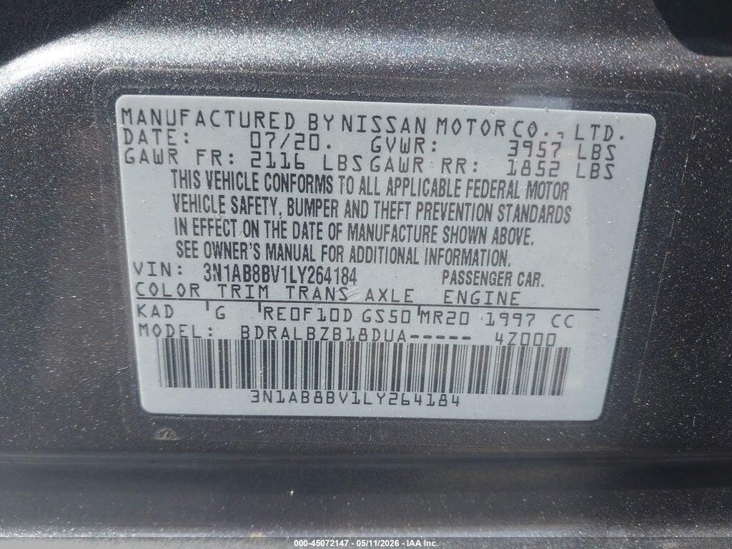 3N1AB8BV1LY264184 2020 NISSAN SENTRA photo no. 9