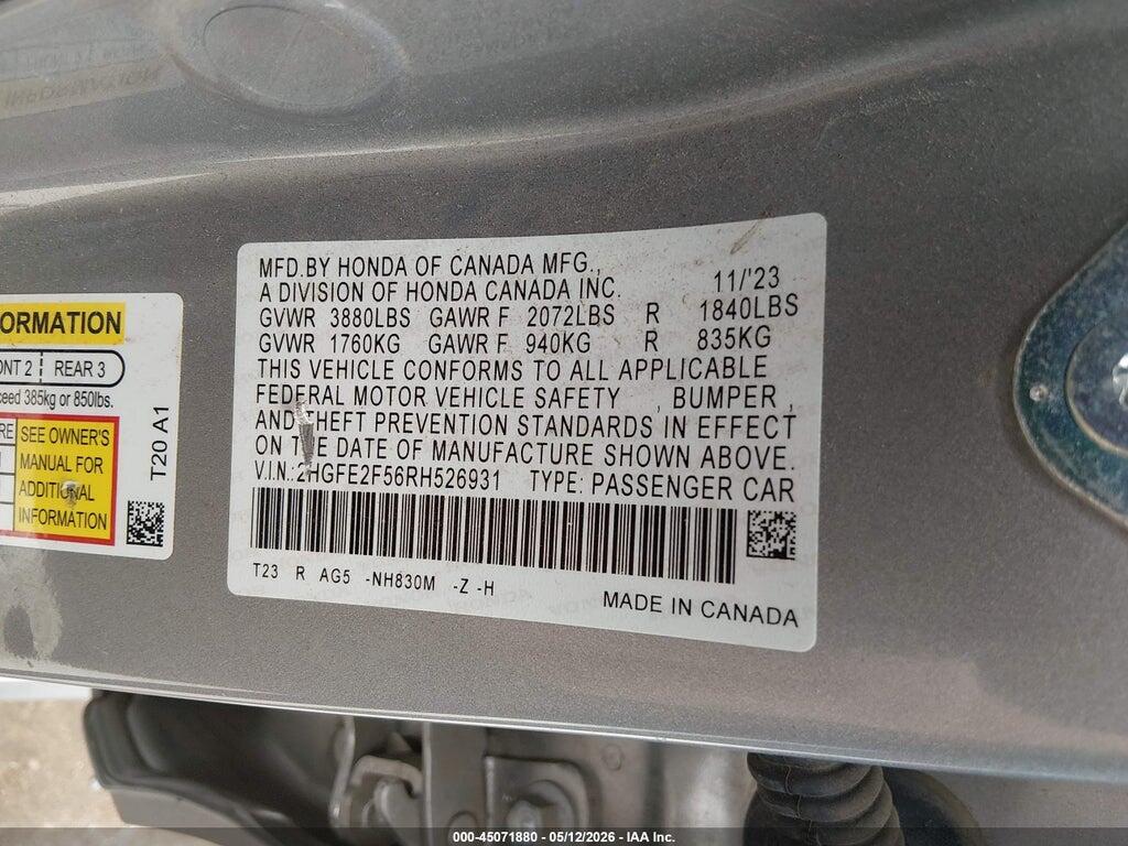 2HGFE2F56RH526931 2024 HONDA CIVIC photo no. 9