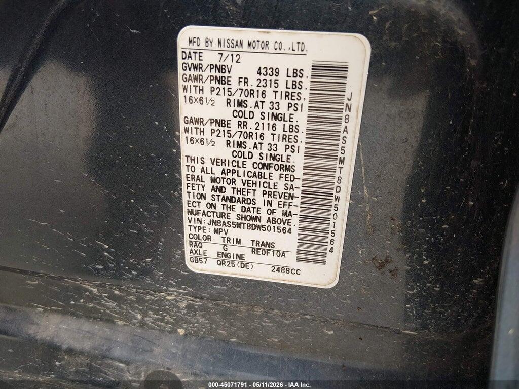 JN8AS5MT8DW501564 2013 NISSAN ROGUE photo no. 9